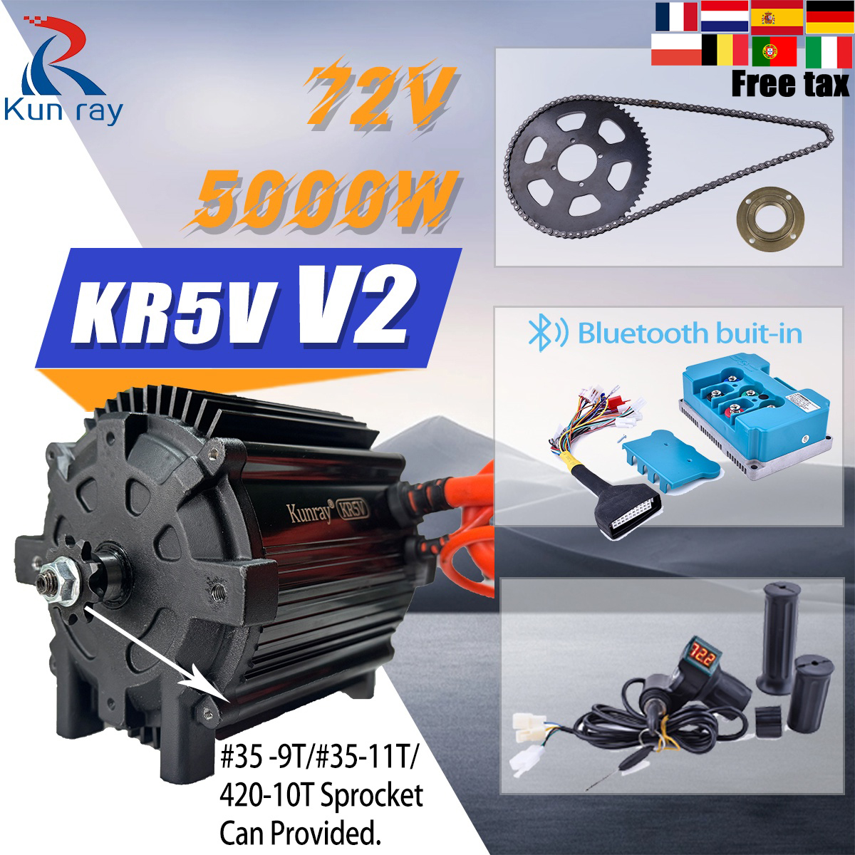 Kunray KR5V V2 72V 5000W Elect - Motorcycle Gear Kit recensione e prezzo
